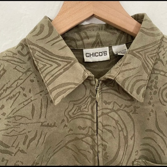 Chico’s Women’s 0/M Microfiber Full Zip Collared Shacket Lightweight - Picture 2 of 6